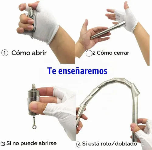 Vista 4 de Xfunjoy - Bastón mágico tipo metal con guantes y tutorial, bastón mágico de bolsillo, para trucos de magia de primer plano.