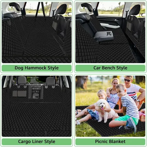 Vista 4 de Vailge - Fundas para asiento de coche para perros 100% impermeables convertibles, funda para asiento de perro impermeable con ventana de malla, Negro