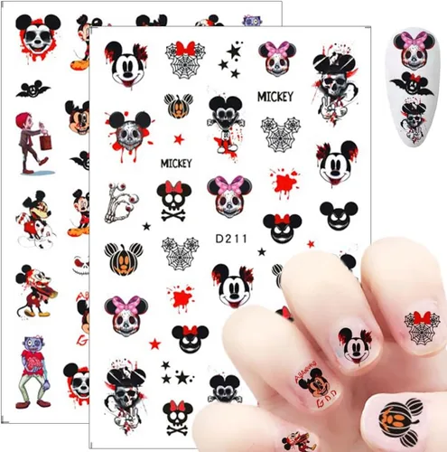 Vista 6 de 8 hojas de calcomanías de uñas de Halloween autoadhesivas 3D para Halloween, góticas, decoración de uñas, suministros de arte de uñas divertidas