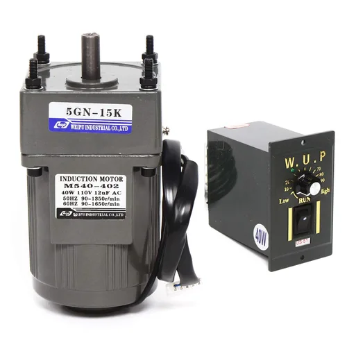 Vista 22 de 15W 10K AC110V 125 RPM Motor reductor de engranajes variable ajustable con controlador de velocidad para la industria