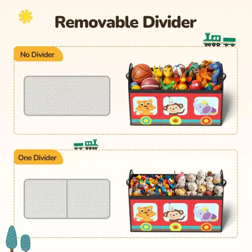 Vista 7 de YOHOOLYO Organizador de almacenamiento de juguetes para niños, 28.3 x 12.6 x 17.3 pulgadas, caja de juguetes grande y resistente con tapa y asas