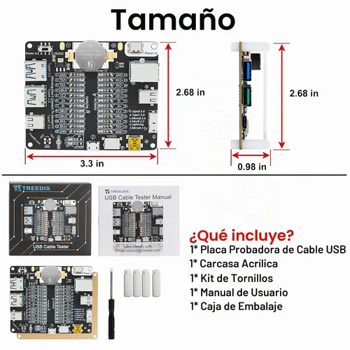 Vista 7 de Tablero de prueba de cable USB Treedix con estuche de acrílico, comprobador de cable USB, cable de datos con carga, línea de datos de prueba, tipo