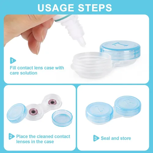 Vista 7 de Paquete de 50 Estuches para Lentes de Contacto, Estuches de Contacto Transparentes a Granel en 5 Colores, Lindo Estuche para Lentes de Contacto a