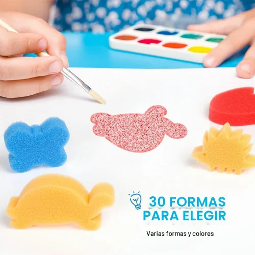 Vista 3 de LEOBRO 30 esponjas para pintar, aplicadores de pintura de esponja de forma, esponjas de pintura para manualidades, sellos de esponja de espuma