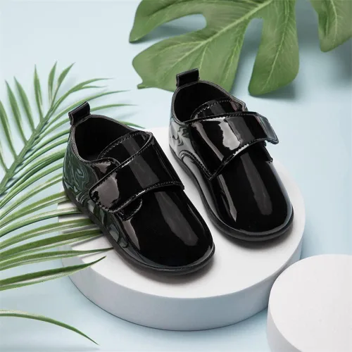 Vista 5 de Meckior Mocasines clásicos de piel sintética para bebés, niños y niñas, zapatos de vestir Oxford para primeros pasos, zapatos planos para cuna