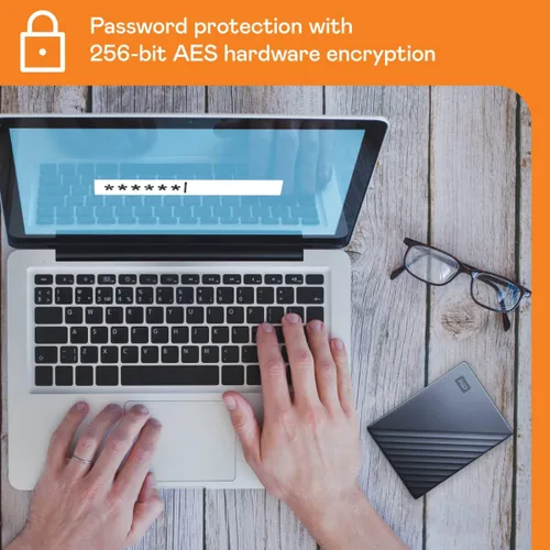 Vista 2 de WD 2TB My Passport Ultra, Azul, Disco Duro Externo Portátil, software de respaldo con defensa contra ransomware y protección por contraseña, USB-C