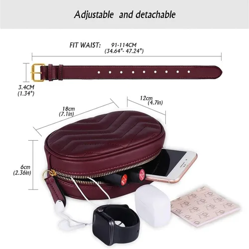 Vista 4 de Geestock - Riñonera para mujer, hecha de piel sintética e impermeable, para fiestas, viaje y senderismo
