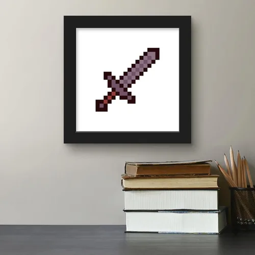 Vista 5 de Trends International Gallery Pops Minecraft: Pixeles icónicos - Artículos - Póster de pared de espada de hierro, 12 x 12 pulgadas, versión enmarcada