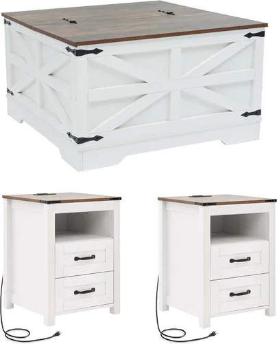 Vista 18 de Mesa de centro negra con almacenamiento, mesa de cóctel con parte superior elevadora con bisagras, mesa central cuadrada de madera con gran