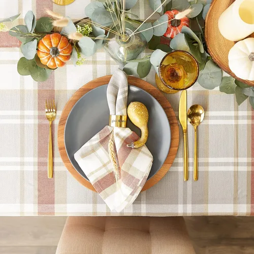 Vista 5 de DII Colección Thankful Autumn Collection - Decoración de mesa de otoño, juego de servilletas cuadradas, 20 x 20 pulgadas, a cuadros de picnic