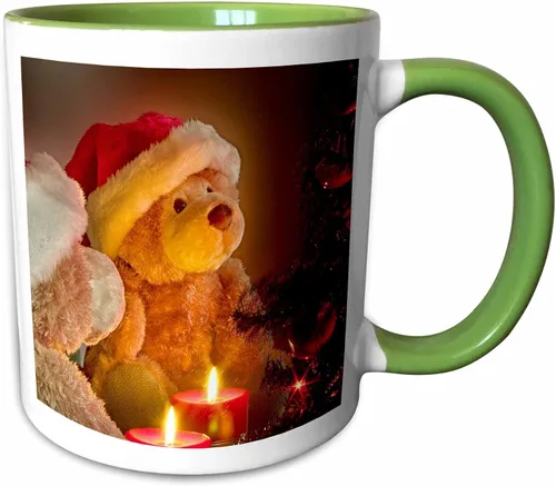 Vista 7 de 3dRose Doreen Erhardt Teddy Bears – Osos de Navidad con día festivo Árbol de y velas – Tazas, Negro/Blanco