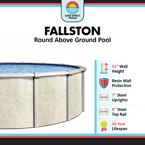Vista 4 de Lake Effect Pools Paquete de piscina redonda 'Fallston' 15' Sobre el suelo