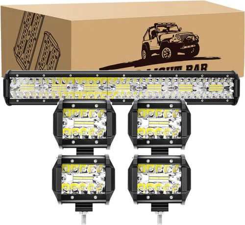 Vista 10 de GOOACC Barra de luz LED de 20 pulgadas, 420 W, ámbar, súper brillante, combo de triple fila de luz difusa y concentrada, 42000 lm, luz de trabajo