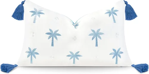 Vista 18 de Hofdeco Premium - Funda decorativa para cojín de estilo Coastal Hampton, para patio, interior y exterior, de 18 x 18 pulgadas, resistente al agua