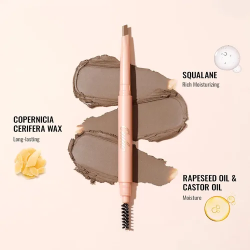 Vista 8 de Oulac Lápiz de cejas rubio, barra retráctil impermeable para cejas con cepillo, de larga duración, resistente a las manchas, vegano y libre
