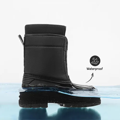 Vista 2 de DREAM PAIRS Botas impermeables de nieve de invierno para niños y niñas, para niños pequeños/grandes Negro