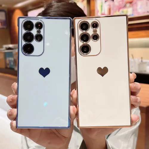 Vista 200 de phylla Funda de teléfono compatible con Samsung Galaxy A12 de 6.5 pulgadas, lindo corazón chapado en oro, elegante funda de lujo para mujer