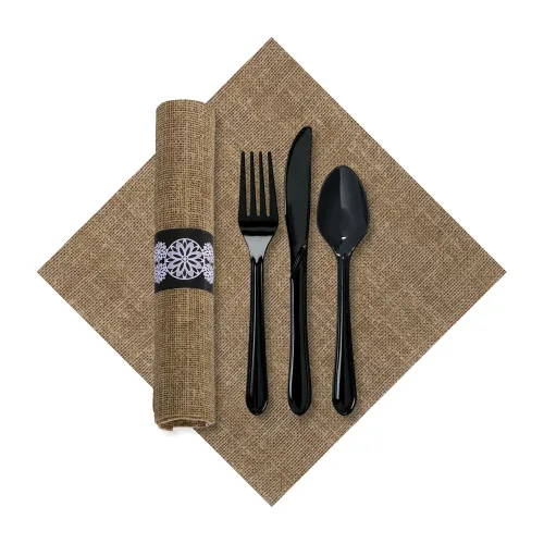 Vista 2 de Hoffmaster FashnPoint - Mantel individual impreso de arpillera natural; 11 x 15.5 pulgadas, 750 por caja (FP1407)