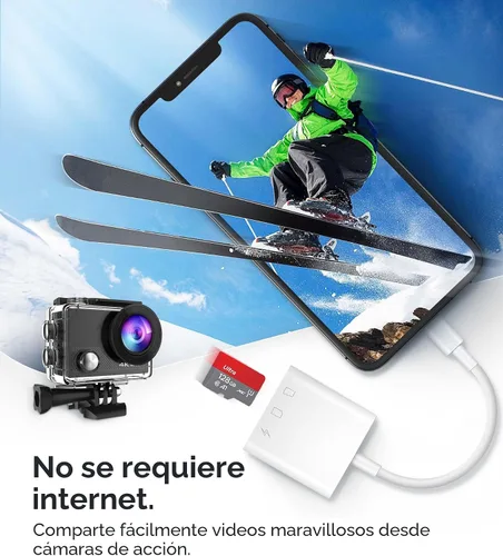 Vista 3 de Lector de tarjetas SD para iPhone iPad, Oyuiasle visor de tarjeta SD digital para cámara de vigilancia con ranura dual para MicroSD/SD, adaptador