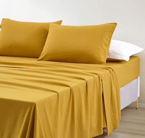 Vista 20 de Chezmoi Collection Juego de sábanas y fundas de almohada de tamaño individual lavado a piedra, 3 piezas, extra suave, transpirable, resistente a