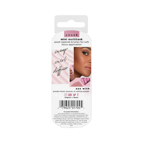 Vista 7 de Real Techniques Mini brocha de maquillaje multitarea, para rubor, bronceador y polvo, cepillo facial con cerdas sintéticas cortadas a medida