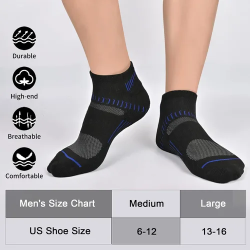 Vista 2 de Cooplus 10 pares de calcetines atléticos de corte bajo para hombre acolchados transpirables para correr deportes no se ven Negro-10 pares Shoe