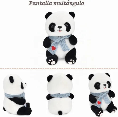 Vista 2 de Muñecas de panda de 9.8 pulgadas con bufanda de corazón de amor, juguetes de peluche suaves de animales de peluche, regalos de cumpleaños para Azul