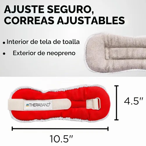 Vista 4 de THERABAND Pesas de tobillo, puño de muñeca de ajuste cómodo, 1 libra, juego