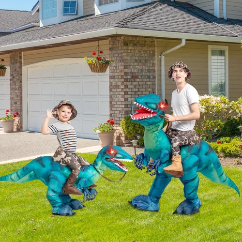 Vista 6 de GOOSH Disfraz inflable de dinosaurio para adultos, disfraz de Halloween para mujeres y hombres, divertido disfraz inflable para fiesta de Halloween