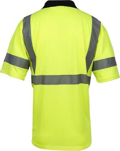 Vista 2 de L&M® Hi Vis Camiseta Polo ANSI Clase 3 Reflectante Seguridad Lima Naranja Negro Manga Larga Corta Alta Visibilidad