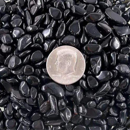 Vista 7 de Guijarros decorativos de cristal de 1 libra (460 g), piedras de obsidiana de forma irregular, pequeñas piedras pulidas trituradas, grava de piezas