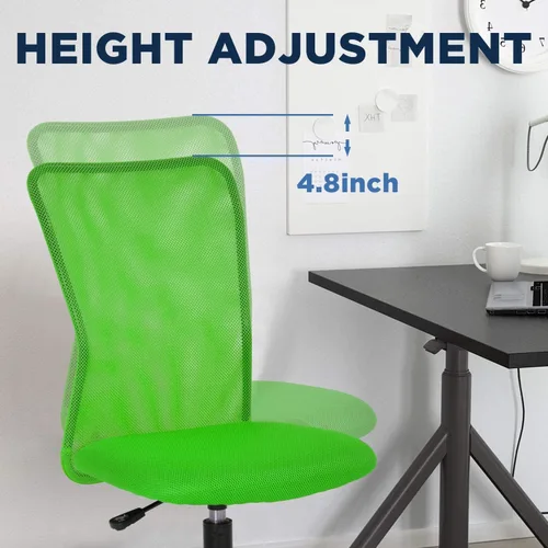 Vista 6 de Silla de oficina en casa de malla sin brazos, ergonómica, ejecutiva, ajustable, respaldo medio para mujer, pequeño, moderno, giratorio, escritorio