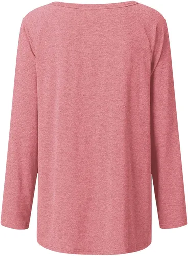 Vista 2 de Women Shirt Polyester Spandex Womens Valentine's Day Print Fashion Long Sleeve Round Neck Loose Casual Long T