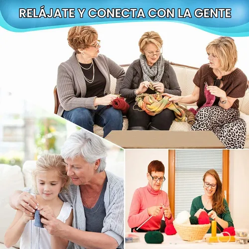 Vista 7 de Juego de 100 ganchos de ganchillo en estuche con mango ergonómico de agarre suave, hilo para tejer, agujas de tejer, kit de accesorios para agujas