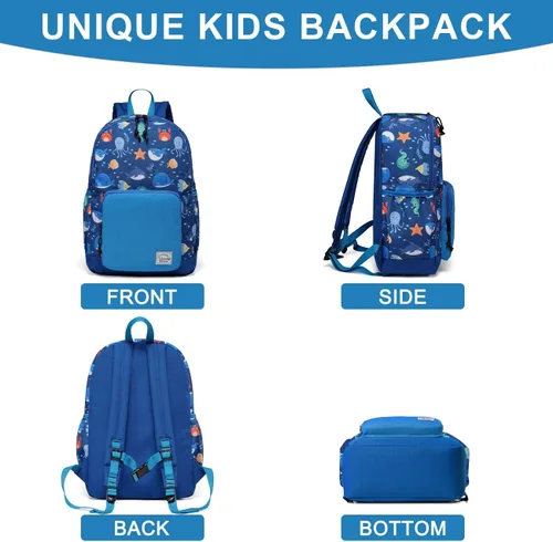Vista 5 de VASCHY - Mochila preescolar para niños y niñas, liviana, resistente al agua, con correa en el pecho