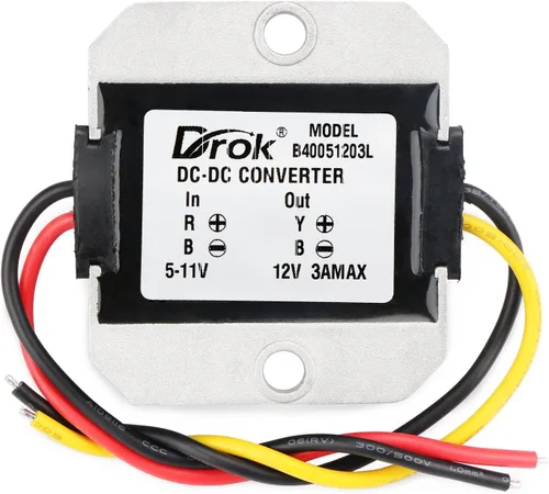 Vista 2 de DROK Convertidor elevador de 5 V a 12 V, CC 5 V-11 V a 12 V Convertidor de impulso Módulo regulador de voltaje 3A 36W Transformador de voltios