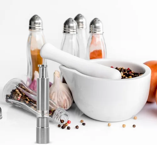 Vista 5 de 304 Stainless Steel Pepper Mill Grinder Manual Spice Bottle Handheld Pepper Grinding Tool for Kitchen Cooking with Black Pepper and Sea Salt for
