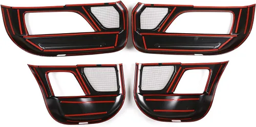 Vista 9 de Cubierta de panel antipatadas para puerta interior de automóvil para Land Rover Defender 2020 2021 (estilo de fibra de carbono)