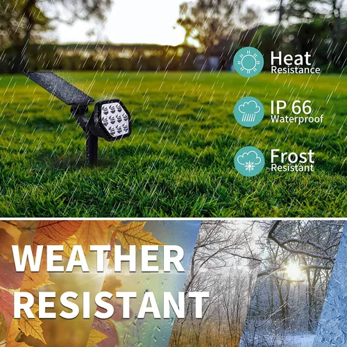 Vista 6 de Nekteck luces solares para exteriores, 10 focos LED de paisaje que funcionan con energía solar, luces de pared 2 en 1, inalámbricas, ajustables, luz