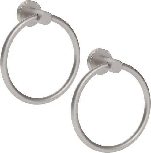 Vista 12 de RARXTR Toallero de níquel cepillado, soporte para toallas de mano para baño, cocina, base redondeada moderna, montaje en pared, acero inoxidable