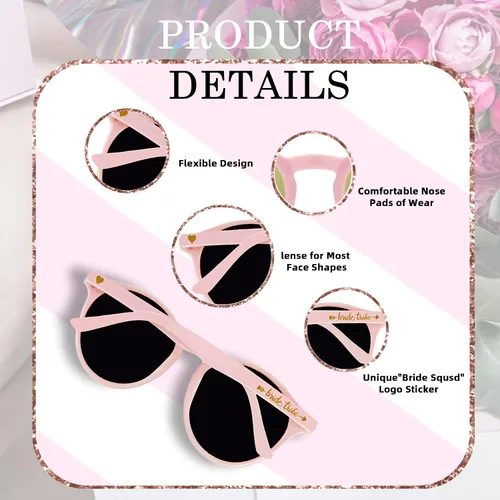 Vista 4 de LADYHOME Gafas de sol redondas para despedida de soltera con ojo de gato para dama de honor suministros para despedida de soltera 10 piezas