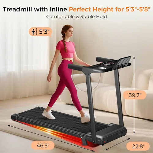 Vista 14 de Aiteid Treadmill with 12% Incline, 3.0HP Low Noise Treadmills for Home, Portable Electric Treadmill with Handles, Walking Pad, Compact Running