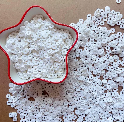 Vista 7 de 3000 cuentas redondas planas de polímero de vinilo Heishi cuentas de arcilla polimérica para hacer joyas, collares, pulseras y aretes (01-blanco)