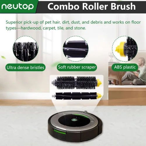 Vista 3 de Piezas de repuesto compatibles con iRobot Roomba 675 677 671 670 665 655 645 694 692 614, incluye batidor flexible y cepillo de cerdas herramienta