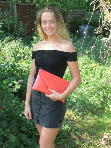 Vista 2 de LONI Bolso de embrague de piel de serpiente falsa con estilo grande para mujer