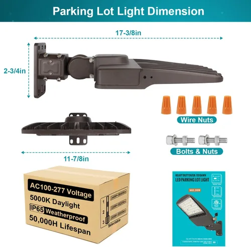 Vista 8 de HiBay MAX. Iluminación de estacionamiento de 240 W, luz de inundación LED del atardecer al amanecer al aire libre, 5000K 38400LM (160LM/W), luces