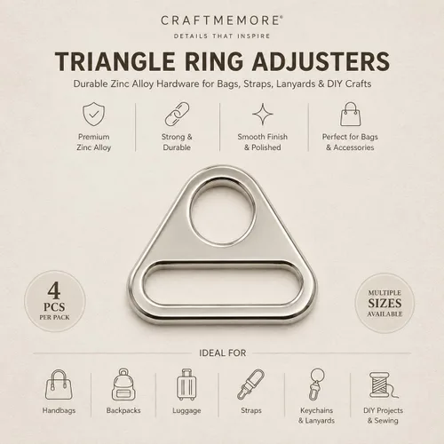 Vista 7 de CRAFTMEMORE 4 piezas de ajuste de anillos triangulares hebilla de ajuste de anillos en D para bolsa de coser correa correas SC84, Cobrizo cepillado