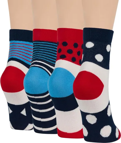 Vista 34 de 7BIGSTARS KINGDOM Women's Cotton Quarter Non-Binding Diabetic Fashion Socks-L-M-4 Pack-Multicolor