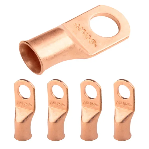 Vista 216 de SELTERM - 5 terminales de anillo resistentes para cable de batería, calibre 1/0 AWG, pernos de 1/2 pulgadas, terminales de calibre 0, ojales