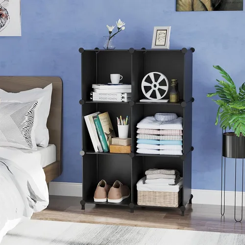 Vista 4 de AWTATOS Organizador de Almacenamiento en Cubos, Estantes de Cubos de Almacenamiento Estantería, 6 Cubos Organizadores de Closet y Almacenamiento
